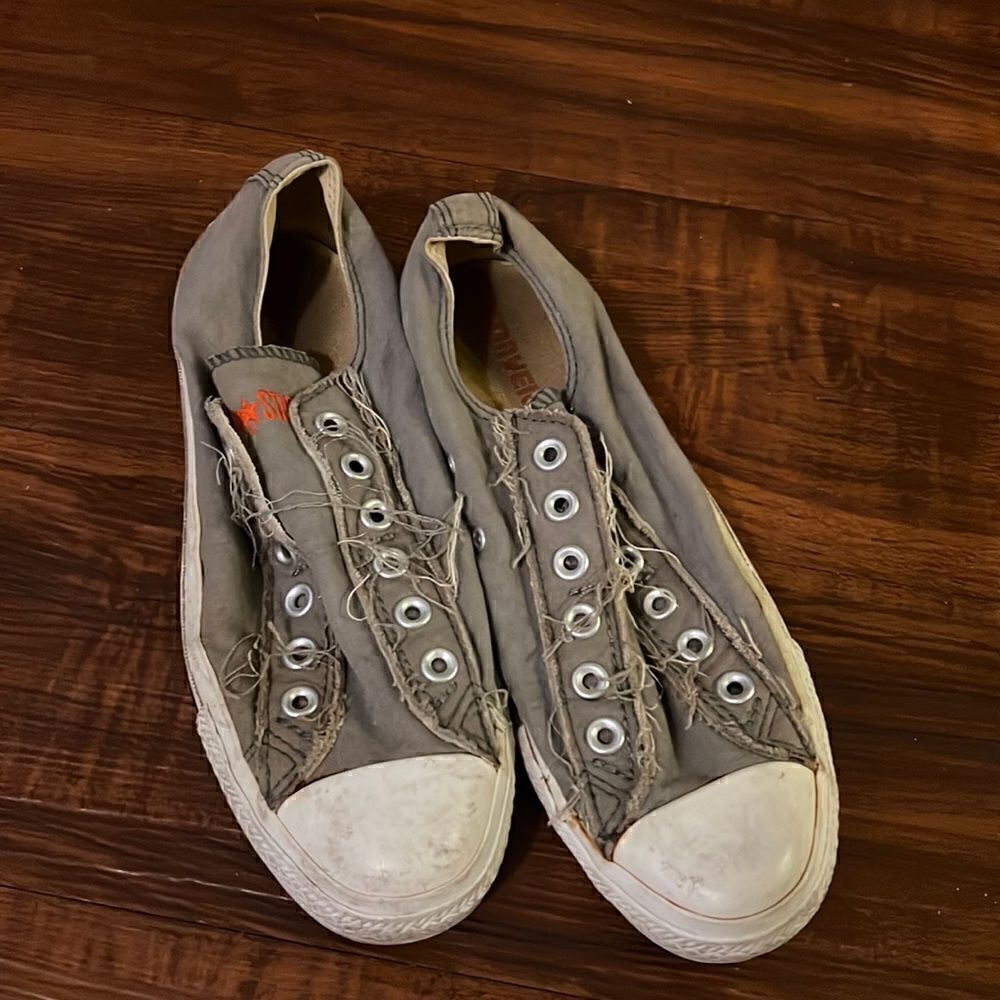 Converse Slip On Men’s 5 1/2 - Gray Low Converse - No Laces